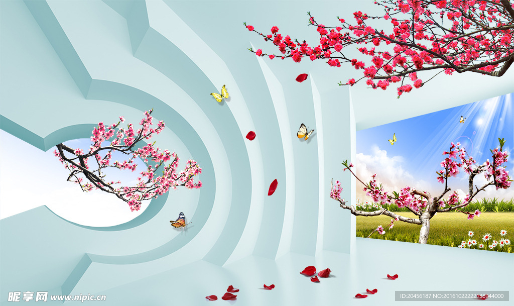 3D梅花背景墙