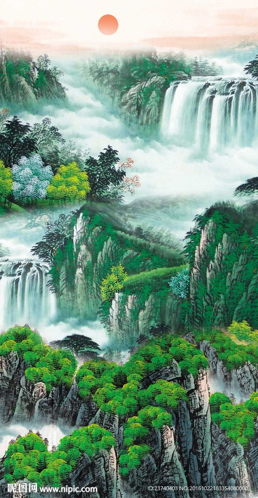 山水国画玄关