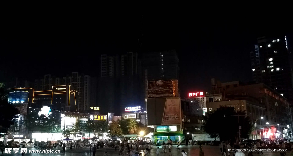 商业广场夜景 延时摄影
