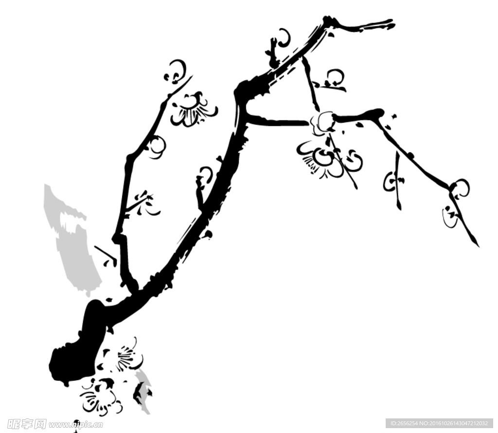 黑白矢量梅花