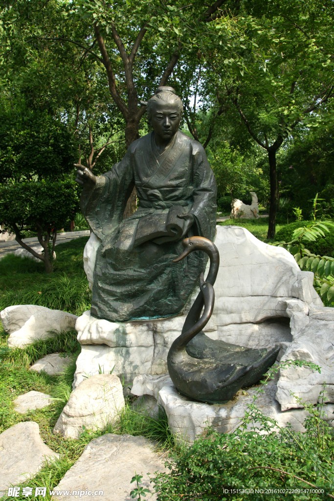 王羲之  书圣爱鹅    塑像