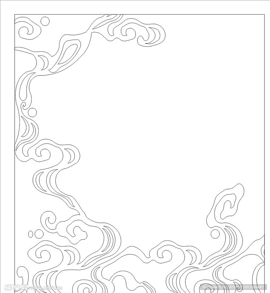 云纹波浪矢量线稿底纹边框背景