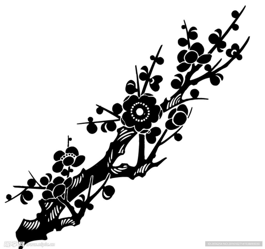 矢量梅花 花枝