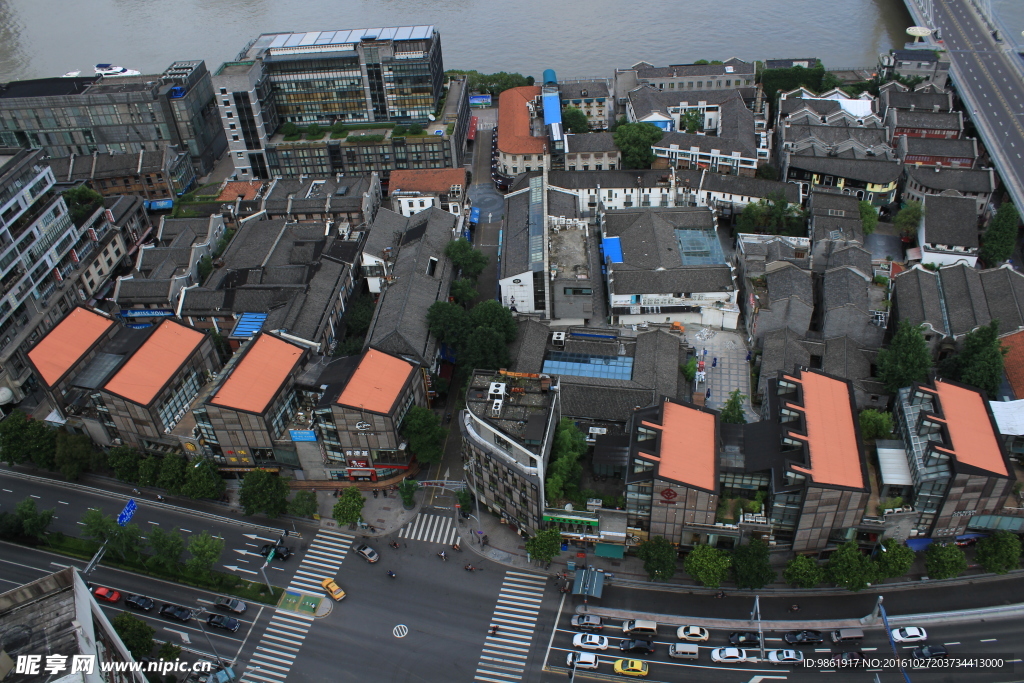 宁波外滩街景俯拍