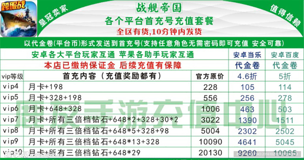 价格表