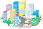 城市建筑插画