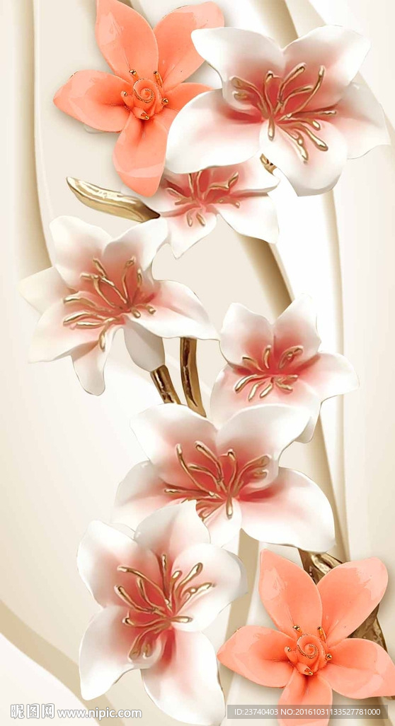 浮雕花朵玄关