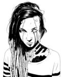 插画少眼珠女