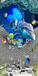 3D海洋世界海豚玄关背景墙