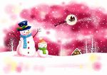 梦幻雪人雪景素材