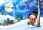 卡通童话雪景雪人素材