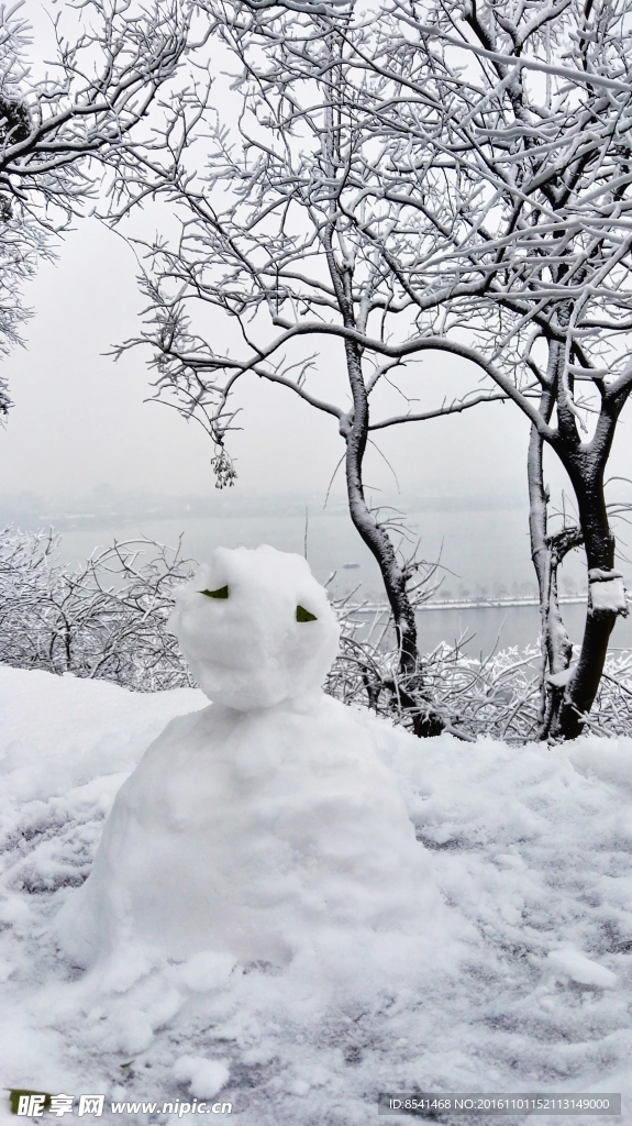 西湖雪景 雪人