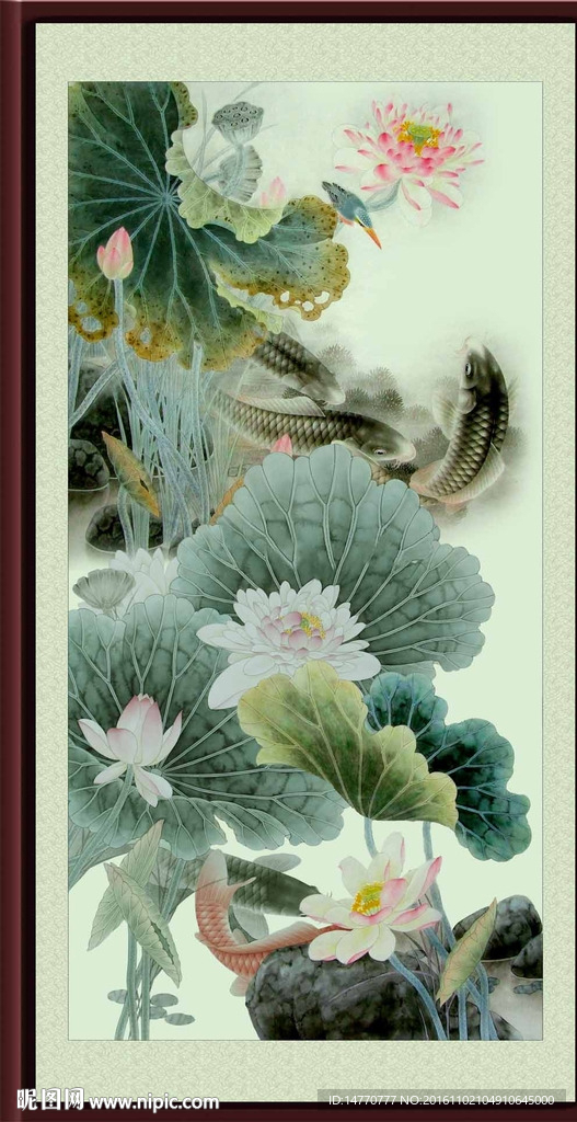 荷花竖幅