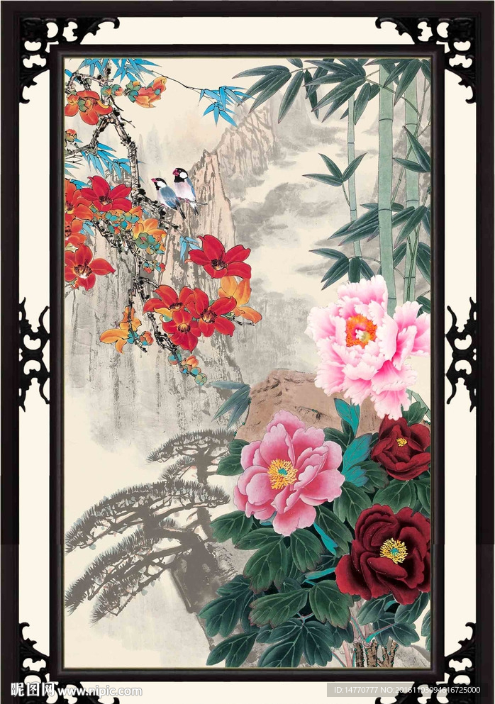 花鸟竹子图