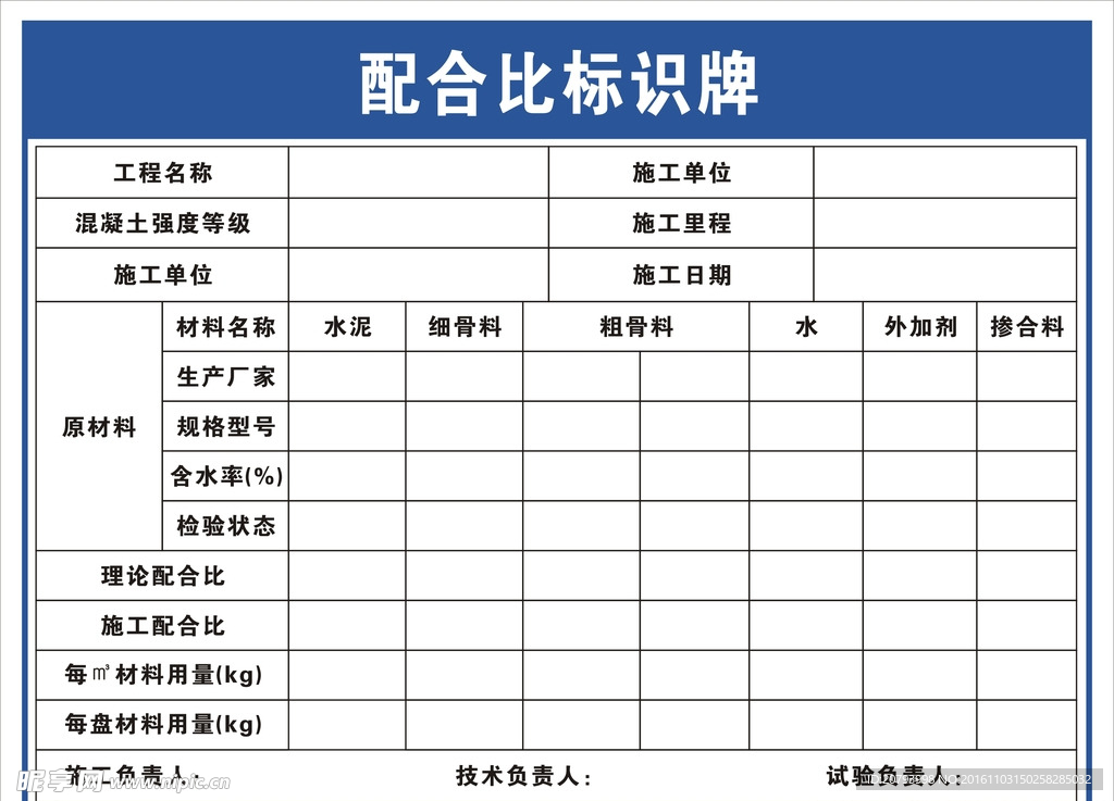 配合比标示牌