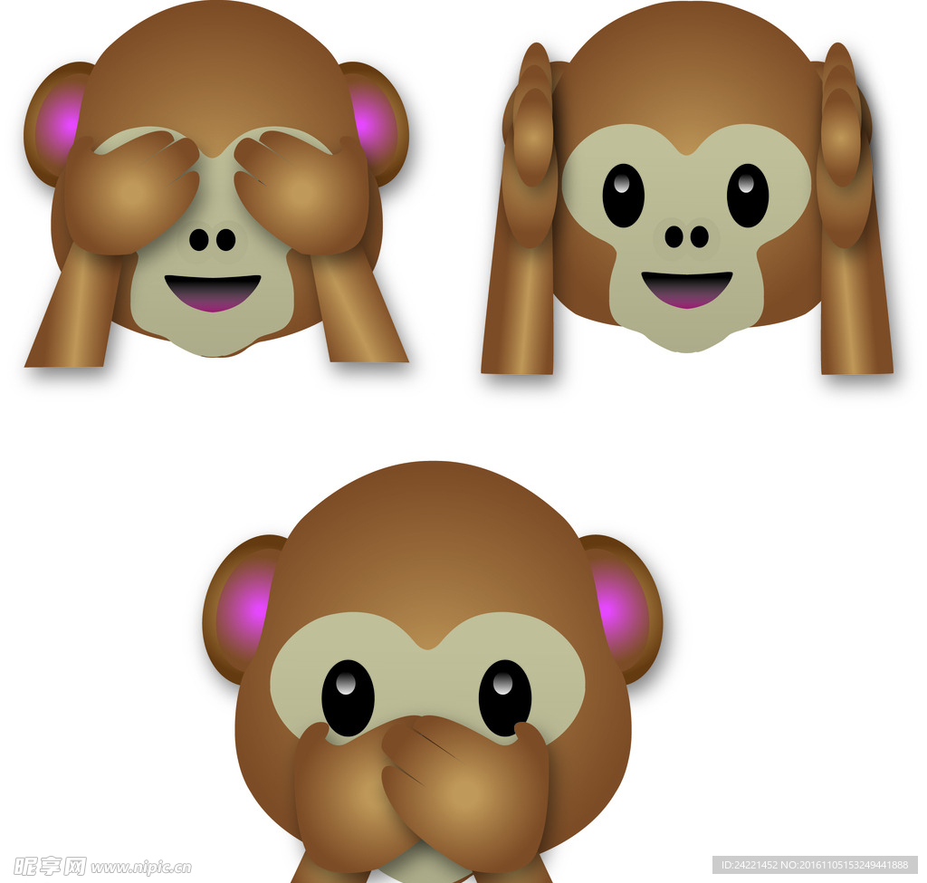 Emoji Monkeys Set Isolated On White Background Stock Vector Image by ©Aratehortua #256764356