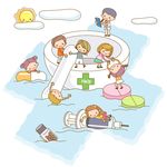 卡通儿童医护人员背景