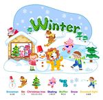 卡通雪景人物素材