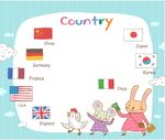 卡通动物国旗素材