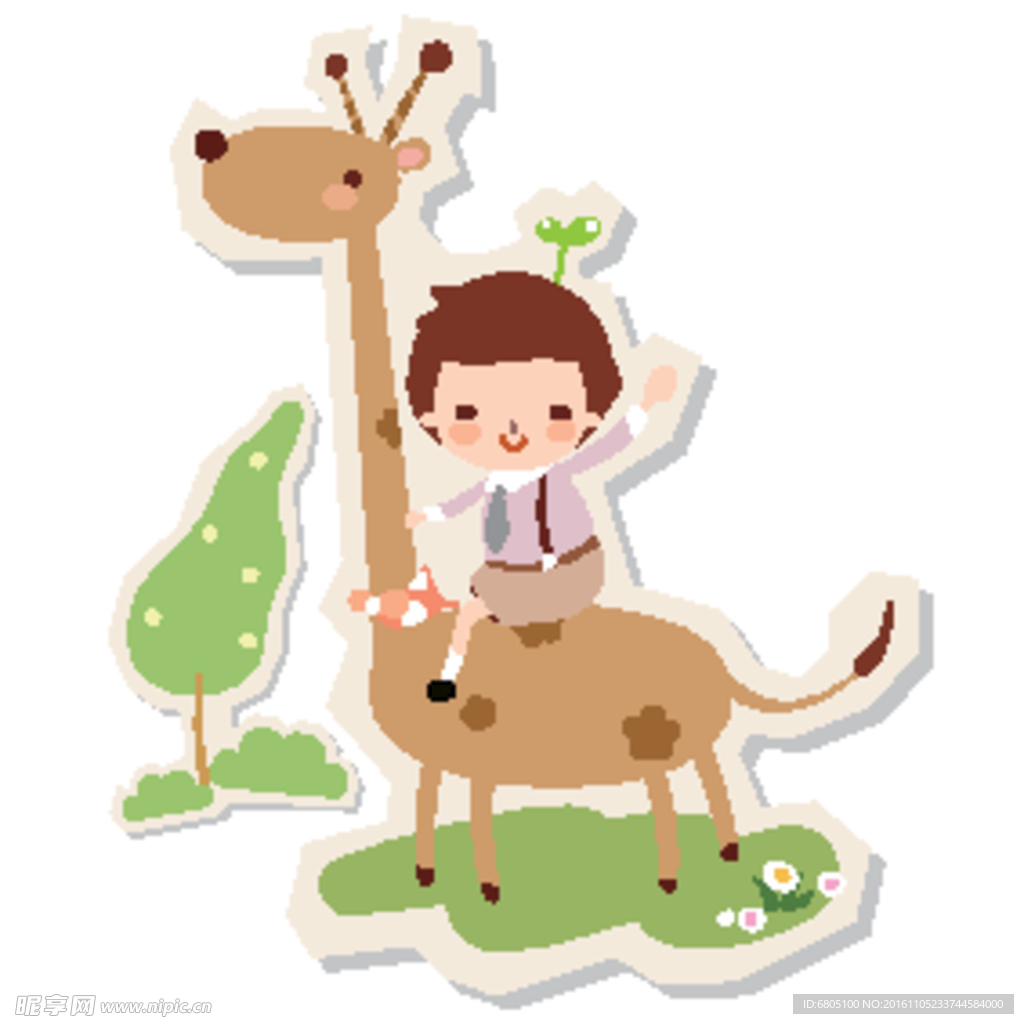 卡通人物长颈鹿素材
