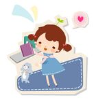 室内卡通小美女素材