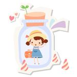 卡通漂流瓶人物素材