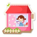 房屋下的小美女