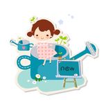 卡通人物浇花素材
