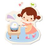 室内儿童做饭素材