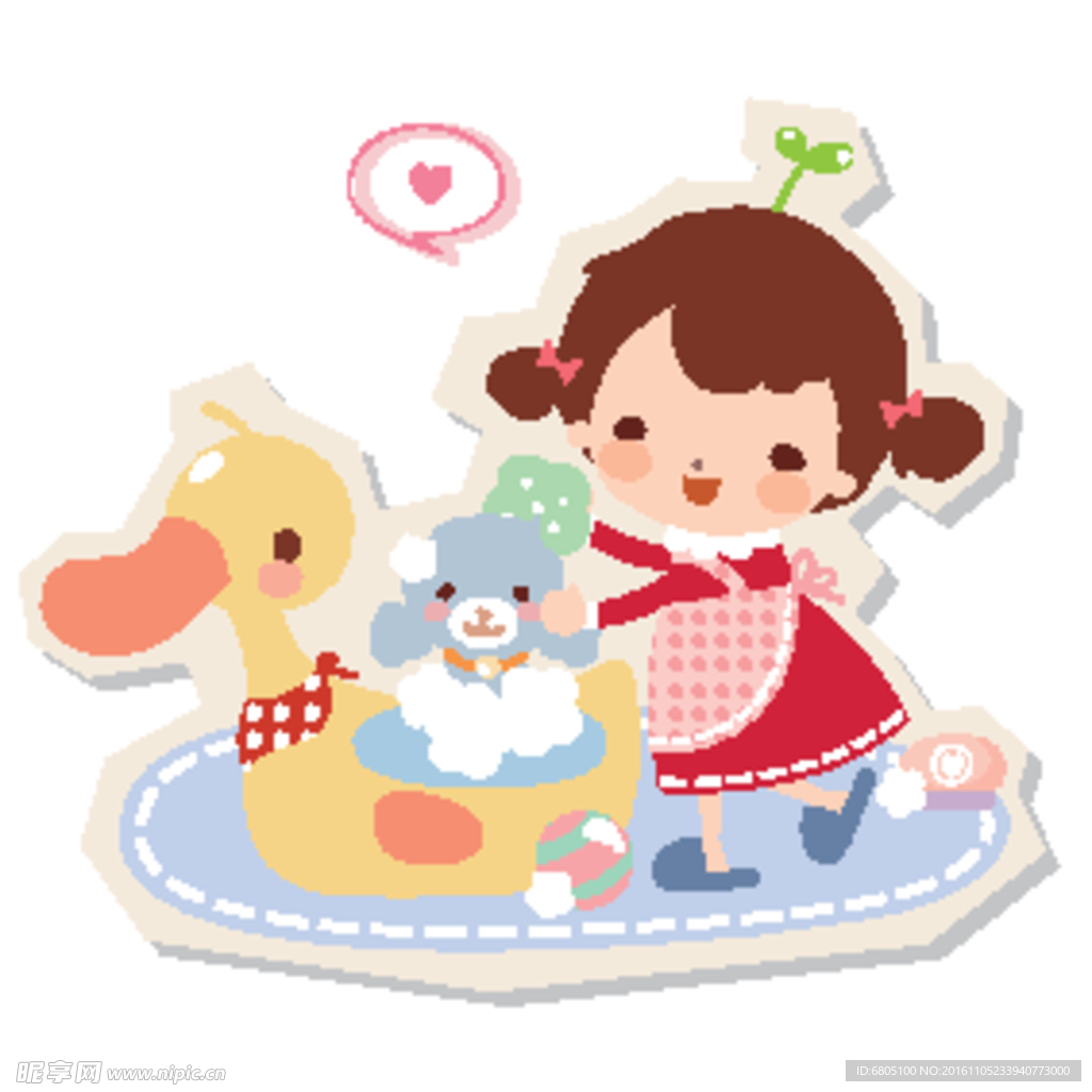 卡通小美女玩具素材
