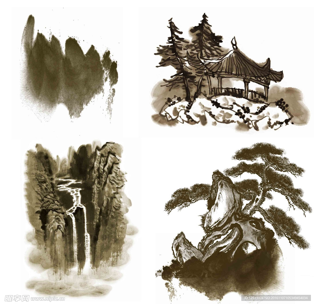 水墨山水元素