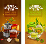 茶饮品banner矢量