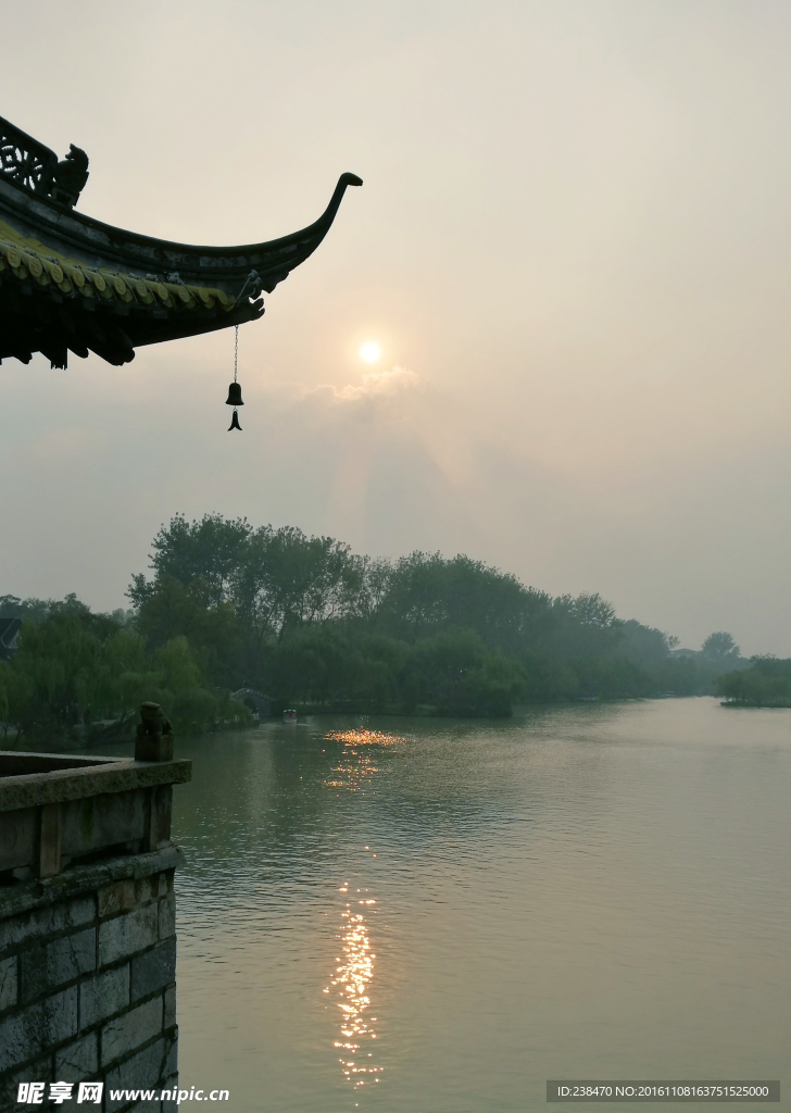 扬州瘦西湖夕阳摄影