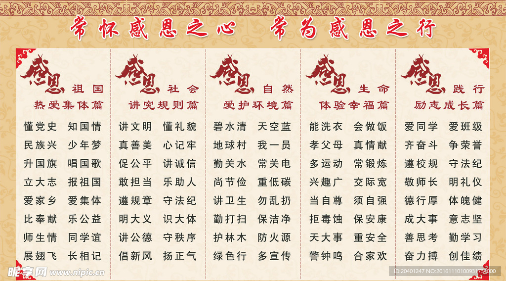 感恩版面