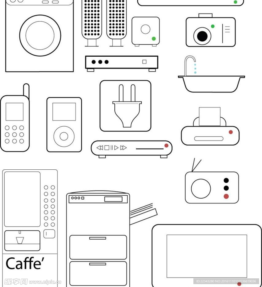 线描家用电器素材