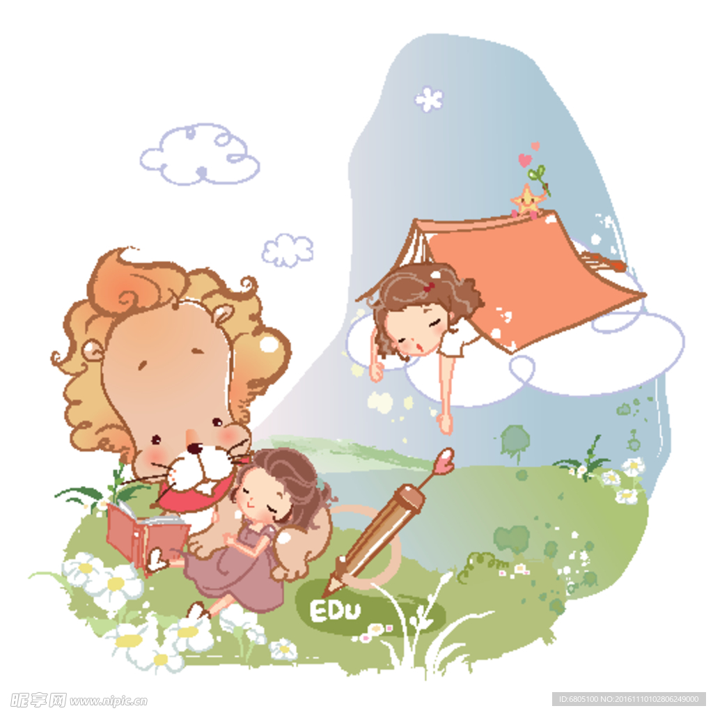 卡通梦境美女素材