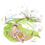 山脉游玩人物素材