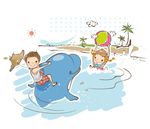 夏日海上运动人物