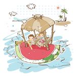 海上西瓜船人物素材