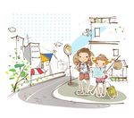 城市徒步人物素材