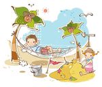 沙滩游玩素材