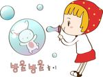卡通吹气泡的小美女