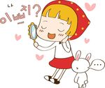 卡通照镜子的美女人物