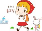 背着书包的可爱美女人物素材