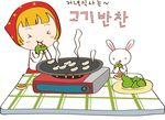 烤肉晚餐兔子素材