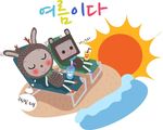 阳光浴兔子素材