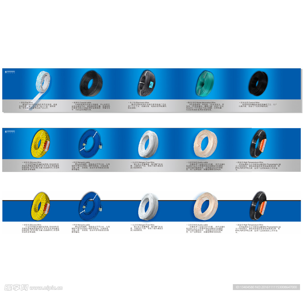 电线电缆蓝色宣传海报