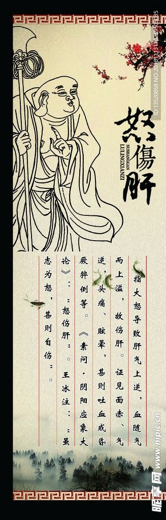 养生馆展架挂图五情养生怒伤肝