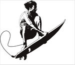 失量黑白艇海男运动