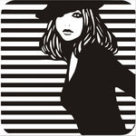 女时尚帽子黑白条纹